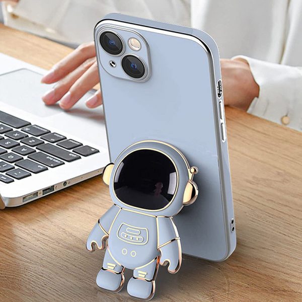 Cartoon 3D Astronaut Case iPhone 13 Pro Max Folding Bracket