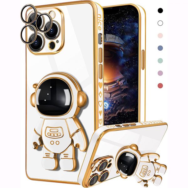 Cartoon 3D Astronaut Case iPhone 13 Pro Max Folding Bracket