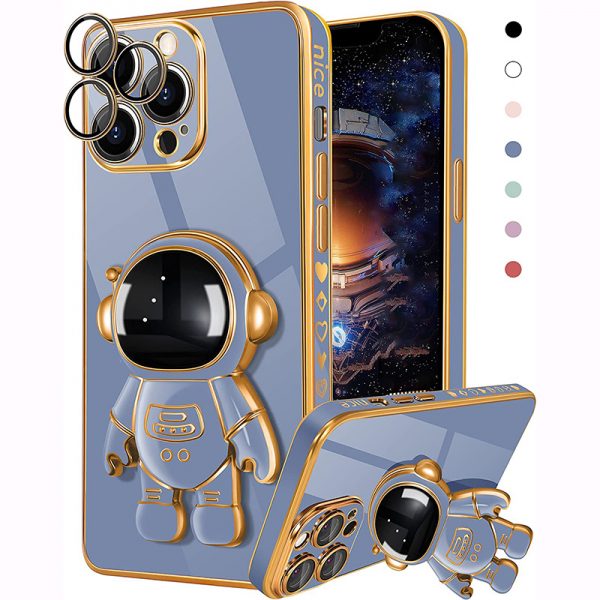 Cartoon 3D Astronaut Case iPhone 13 Pro Max Folding Bracket