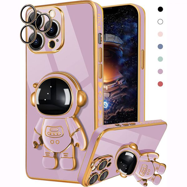 Cartoon 3D Astronaut Case iPhone 13 Pro Max Folding Bracket