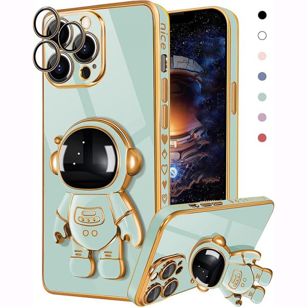 Cartoon 3D Astronaut Case iPhone 13 Pro Max Folding Bracket