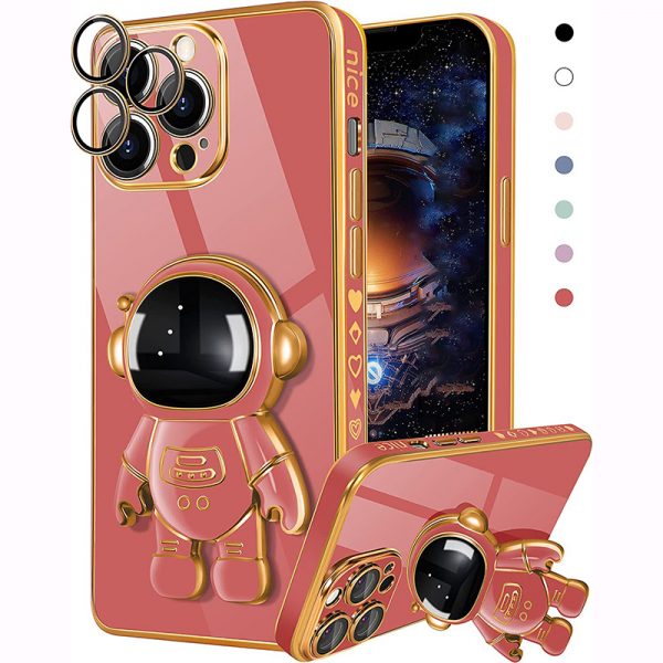 Cartoon 3D Astronaut Case iPhone 13 Pro Max Folding Bracket