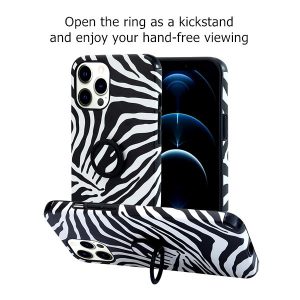 Zebra Texture IPhone Case with Ring with Stand