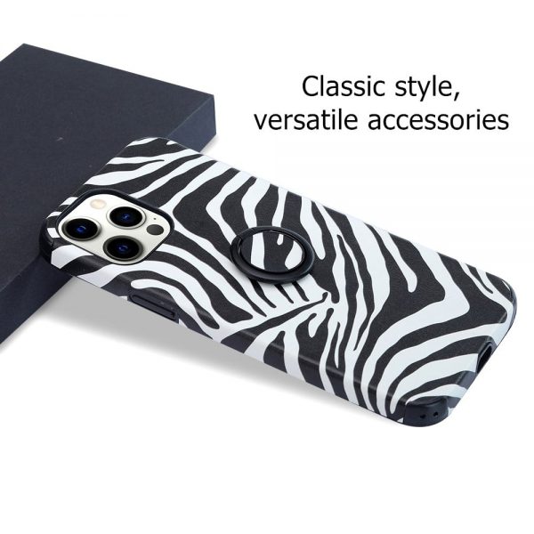 Zebra Texture IPhone Case with Ring with Stand