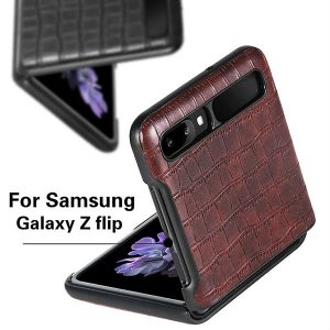 brown galaxy z flip case details display