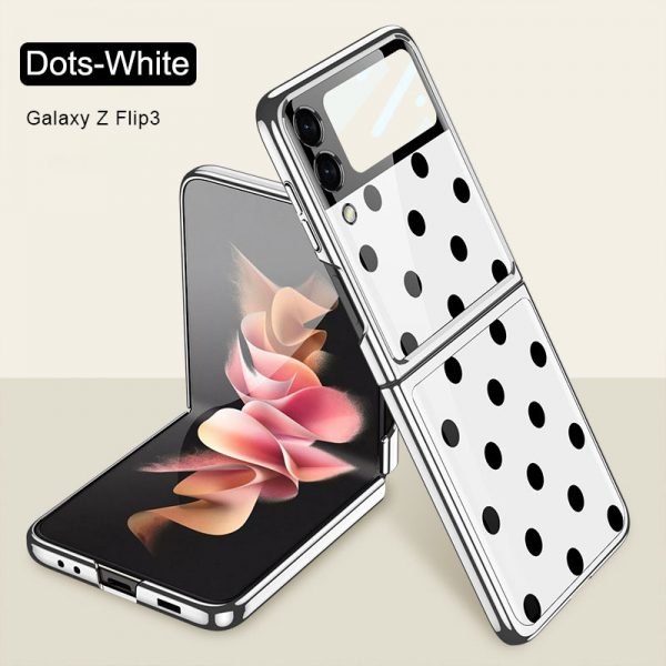 dots white galaxy z flip3 case