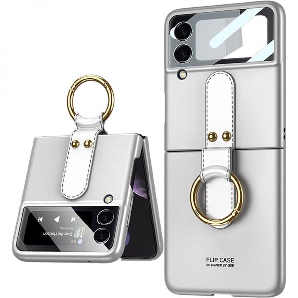 silver samsung galaxy z flip 3 case with ring