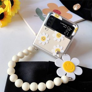 white flower case for samsung z flip 3