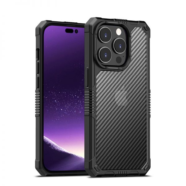 black fiber texture drop protection iphone 14 pro max case
