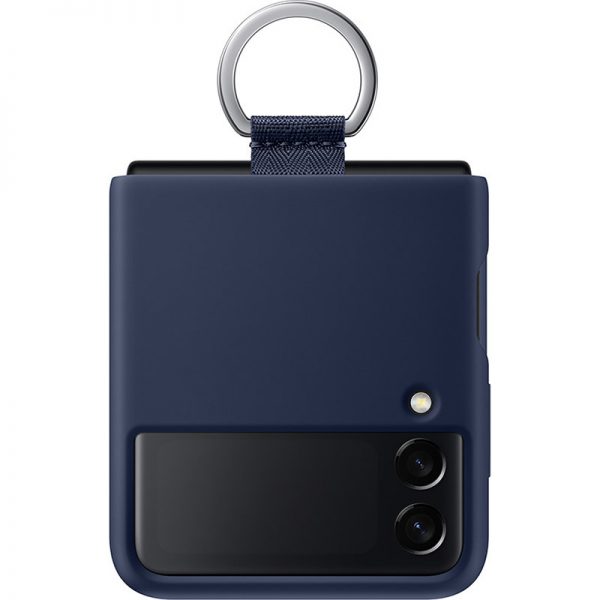 dark blue galaxy z flip4 silicone cover with ring