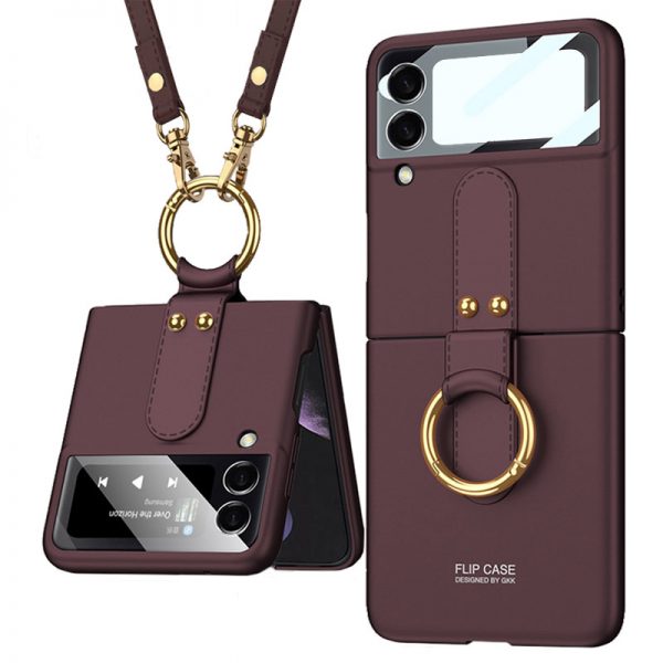 dark red samsung galaxy z flip 4 case with ring