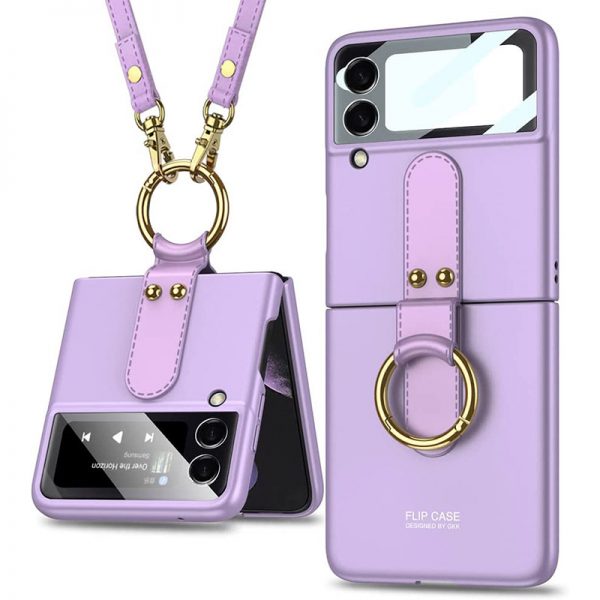 purple samsung galaxy z flip 4 case with ring