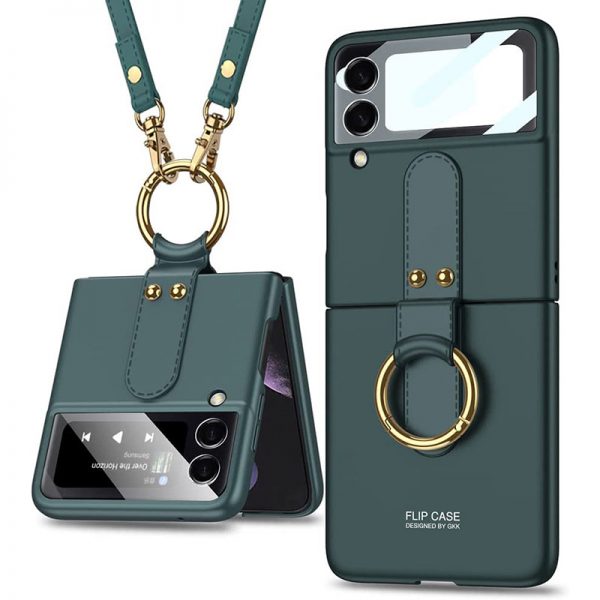 dark green samsung galaxy z flip 4 case with ring