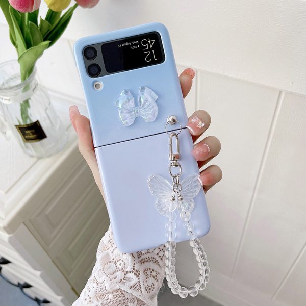 cute gradient blue z flip 4 case with strap