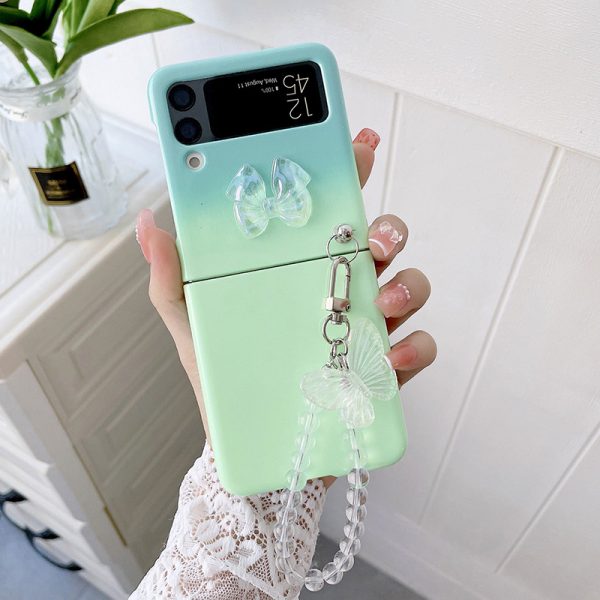 cute gradient green z flip 4 case with strap