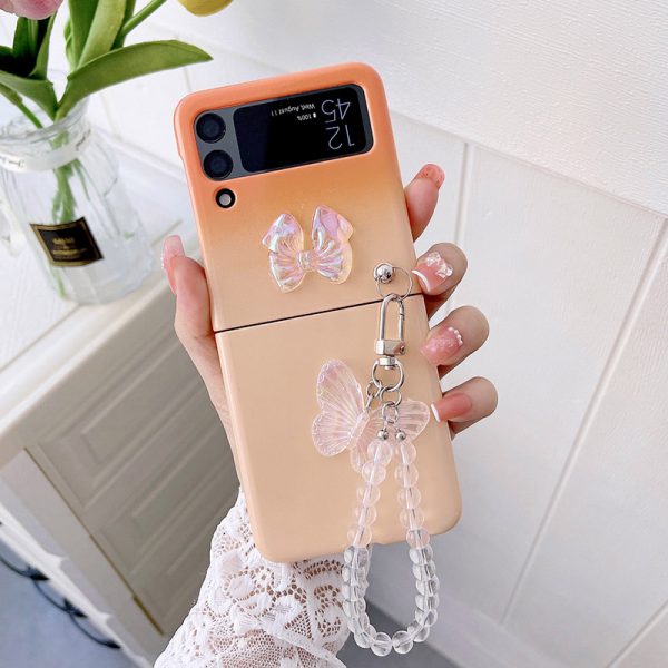 cute gradient orange z flip 4 case with strap