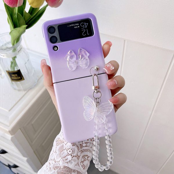 cute gradient purple z flip 4 case with strap