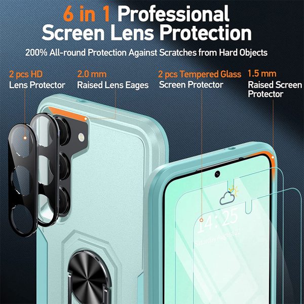 drop protection Samsung Galaxy s23 plus case with screen protector and ring holder